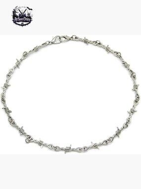 925 Sterling Silver Barbed Wire Necklace Bracelet Set Modern Choker